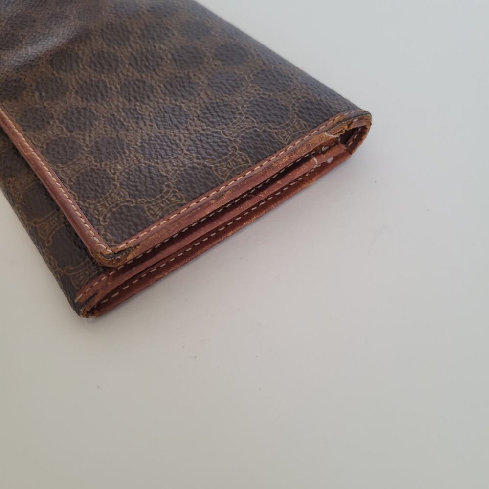 CELINE Vintage Leather Macadam Brown Unisex Long Wallet - Picture 12 of 12